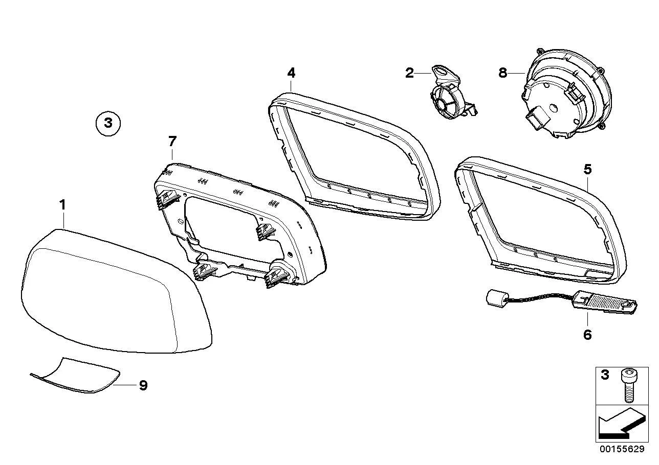 BMW Satz Abdeckungen Spiegelfuss E60 E61 E63 E64 51167179081