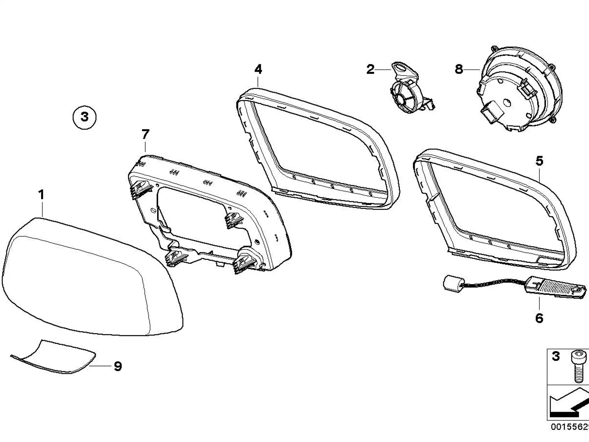 BMW Satz Abdeckungen Spiegelfuss E60 E61 E63 E64 51167179081