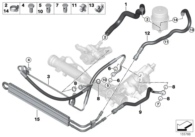 BMW Saugleitung Aktivlenkung E82 E88 E90 E91 E92 E93 32416850100