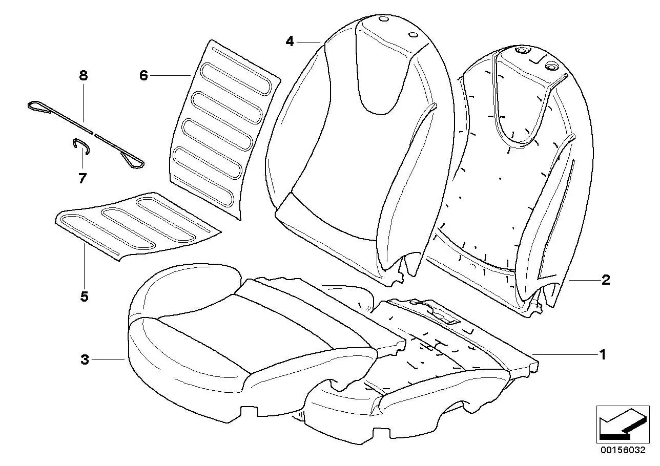 BMW Schaumteil Sportsitz links R55 R56 R57 R58 R59 52102751379