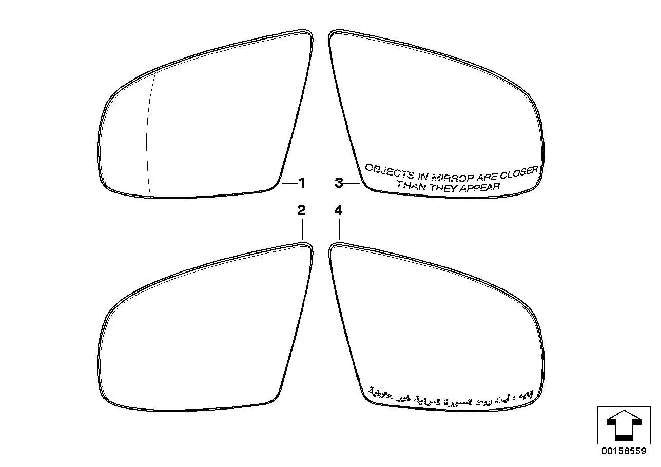 BMW Spiegelglas Weitwinkel links E70 E71 E72 51167298157 - X5 E70