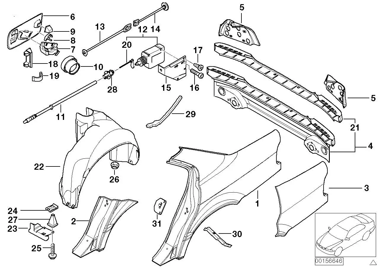BMW Verriegelungsstange Einfuellklappe E38 67118360033 - 7er E38