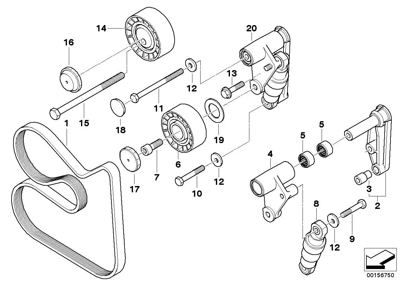 BMW Riemenspanner hydraulisch E34 E36 E38 E39 E46 E53 E60 E61 E83