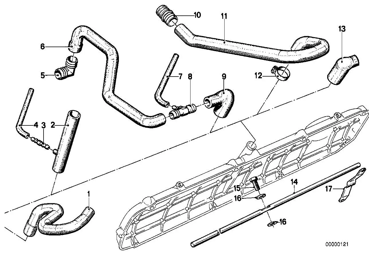 BMW Entlüftungsschlauch E12 E23 E24 E34 11151261161 - Bildpositio