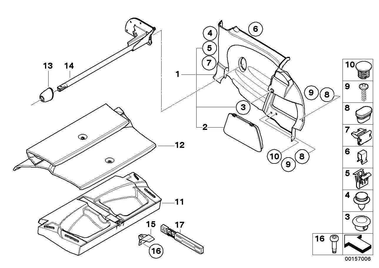 BMW Blende Ladegutstange links 51439110369 - Bildposition 13