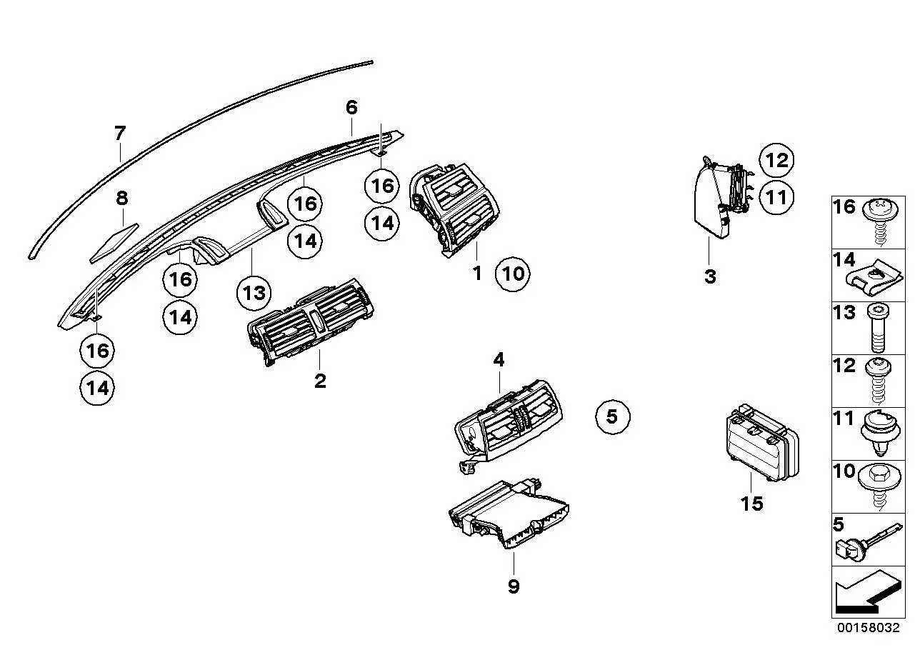 BMW Frischluftgrill Mitte E70 E71 E72 64229220101 - Bildposition