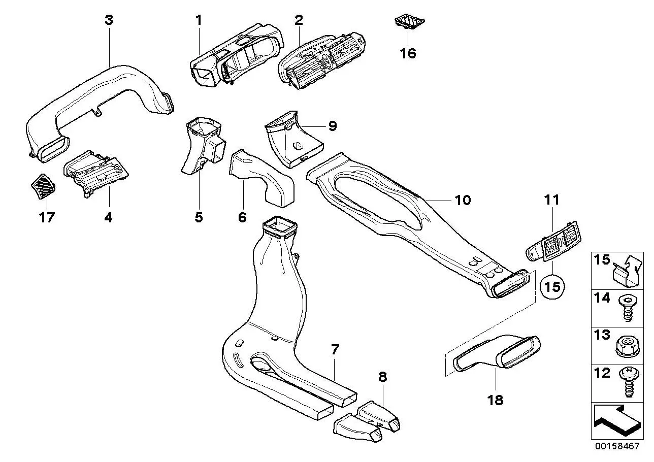 BMW Frischluftgrill Mitte E63 E64 64227009275
