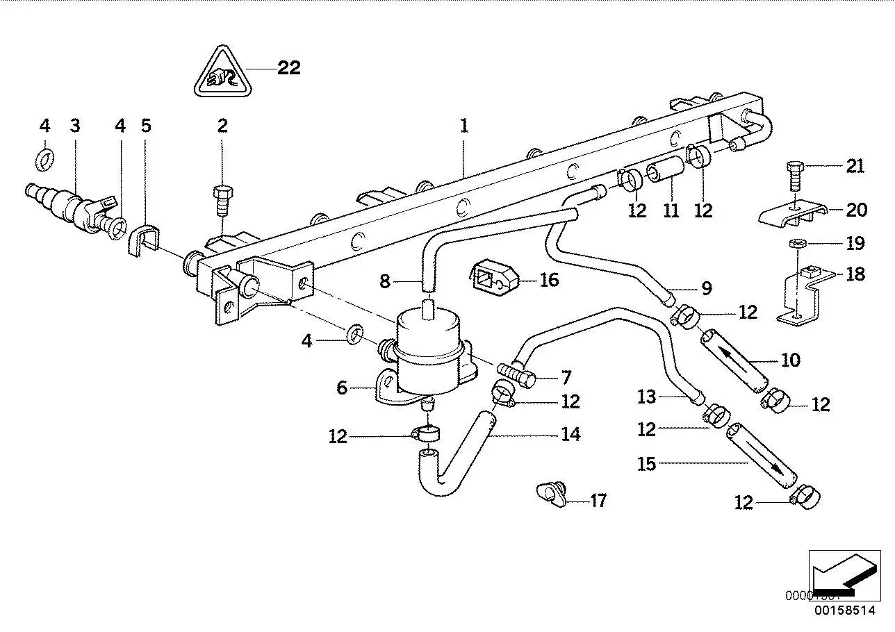 BMW Satz Kraftstoffschlauch/Schelle E32 E34 13311748689 - 5er E34