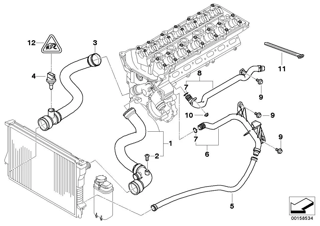 BMW Wasserrohr E46 E53 E83 11537502000 - 3er E46, X3 E83, X5 E53
