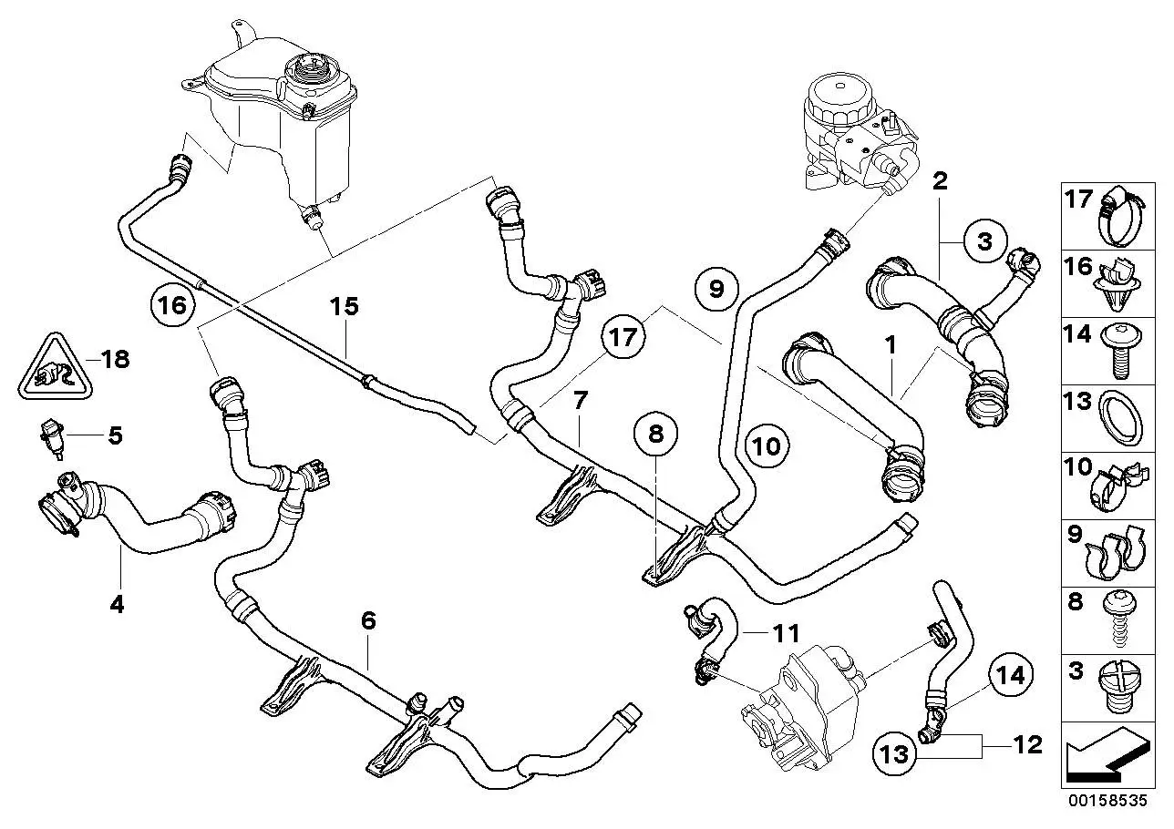 BMW Schlauch Motor Vorlauf-Kühler oben- E81 E82 E87 17127525023 -