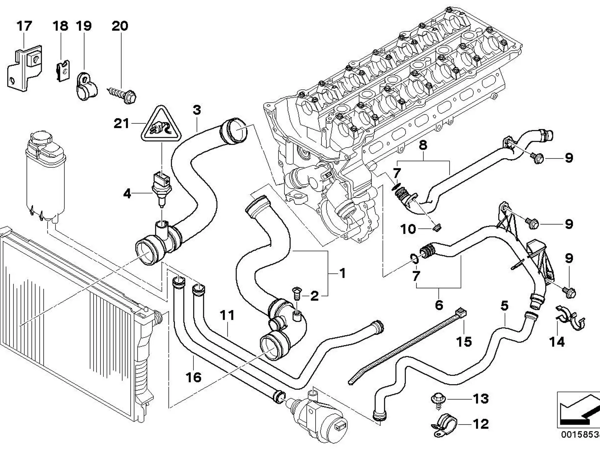 BMW Wasserschlauch E38 E39 11531438633