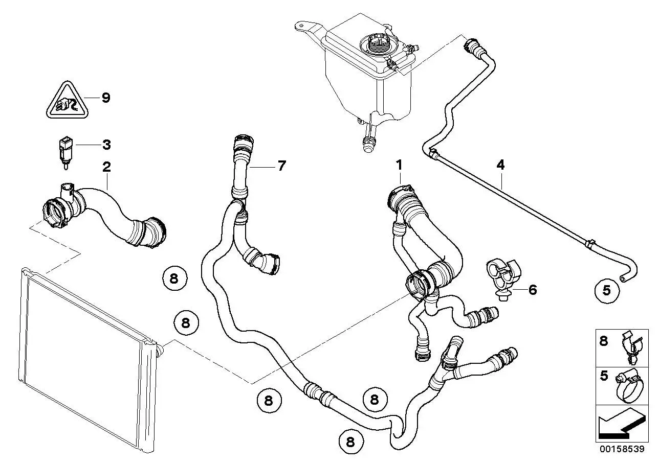 BMW Schlauch Motor Vorlauf-Kühler oben- E60 E61 E63 E64 171275658