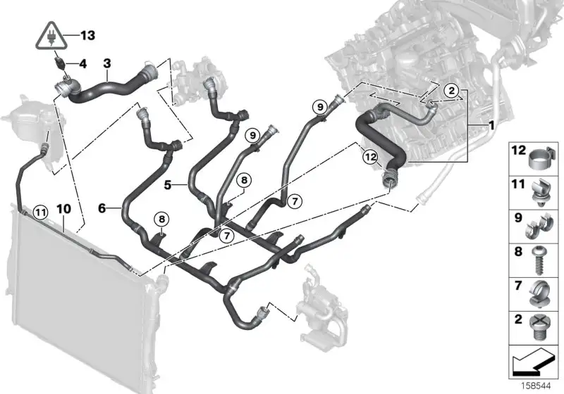 BMW Leitung Heizungsrücklauf-Thermostat- E82 E84 E88 E90 E91 E92