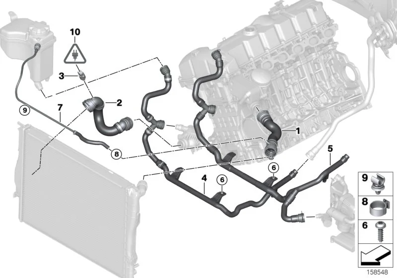 BMW Schlauch Motor Vorlauf-Kühler oben E81 E82 E84 E87 E88 E89 E90 E91 E92 E93 17127531579