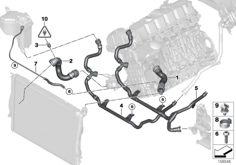 BMW Schlauch Motor Vorlauf-Kühler oben E81 E82 E84 E87 E88 E89 E9