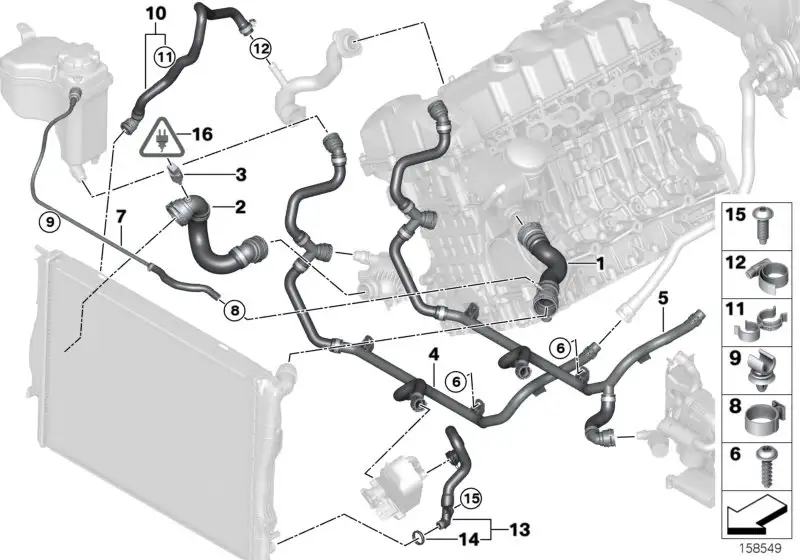 BMW Leitung Heizungsrücklauf-Thermostat- E81 E82 E87 E88 E90 E91