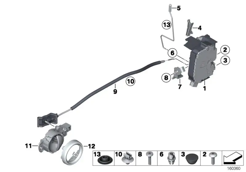 BMW Drehfallenschloss links R55 R56 51212752595 - Bildposition 01