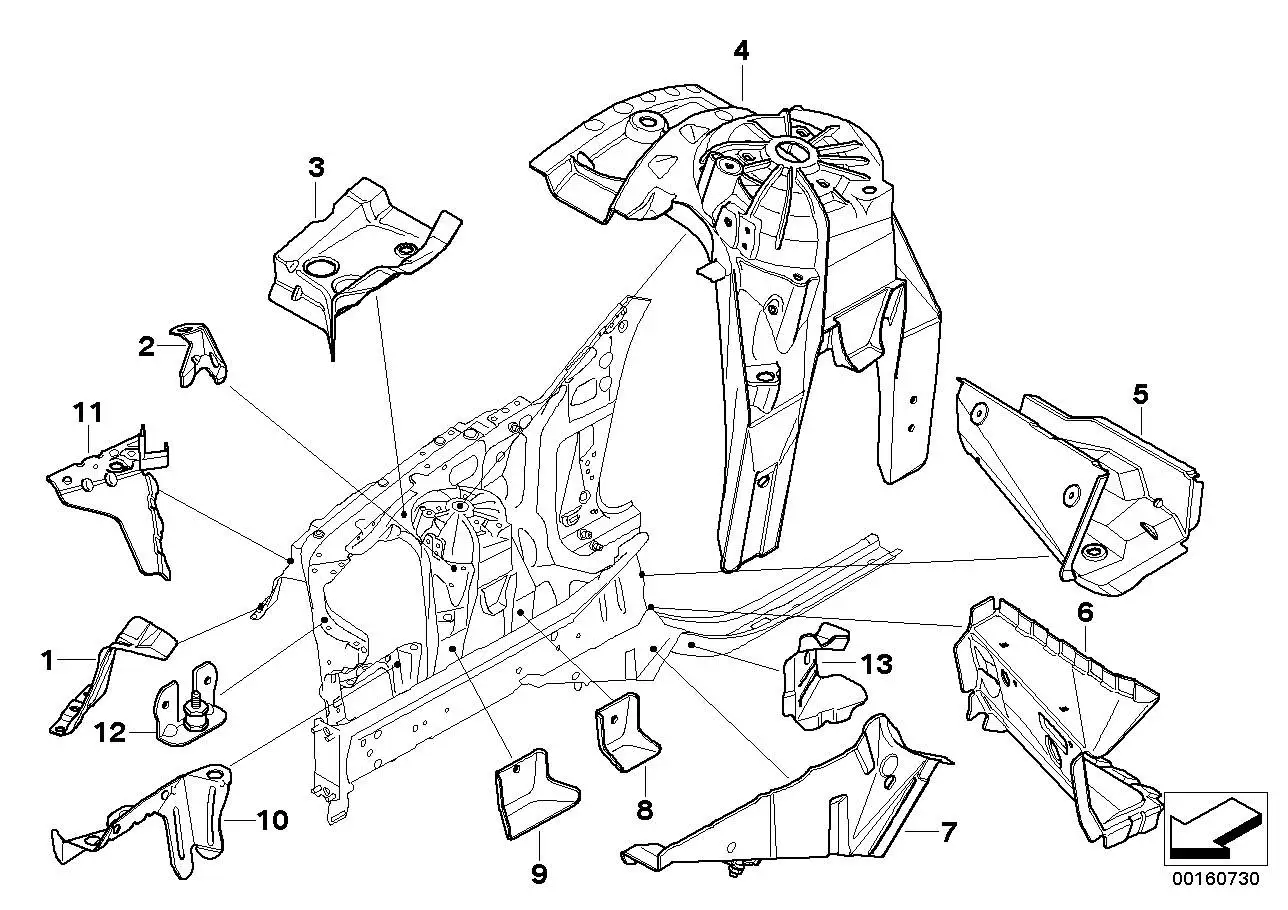 BMW Stützträger Stirnwand rechts 41117111096 - Bildposition 06