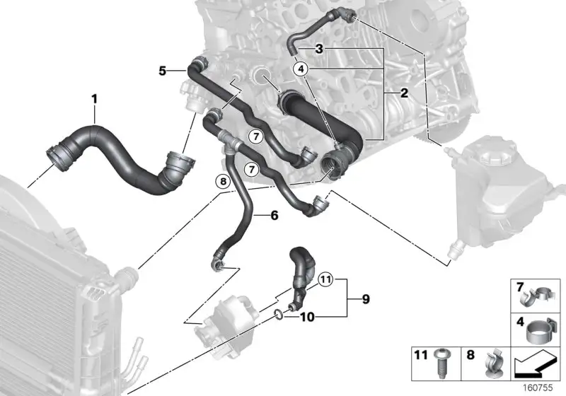 BMW Schlauchhalter Vorlauf E46 E60 E61 E63 E64 E81 E82 E85 E86 E8