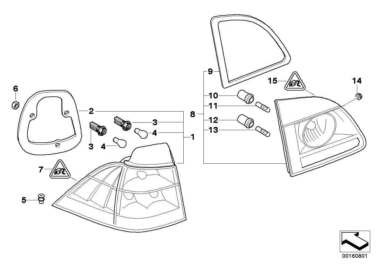 BMW Heckleuchte Heckklappe links E61 63217177697 - Bildposition 0