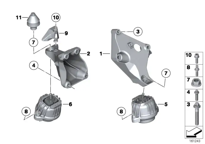 BMW Motortragbock links E81 E82 E84 E87 E88 E90 E91 E92 E93 22116