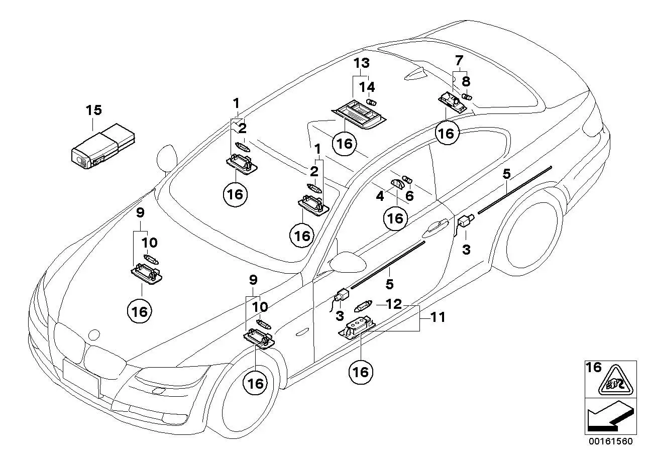 BMW Lichtleiter Türverkleidung links vorn E92 E93 63316958347 - 3