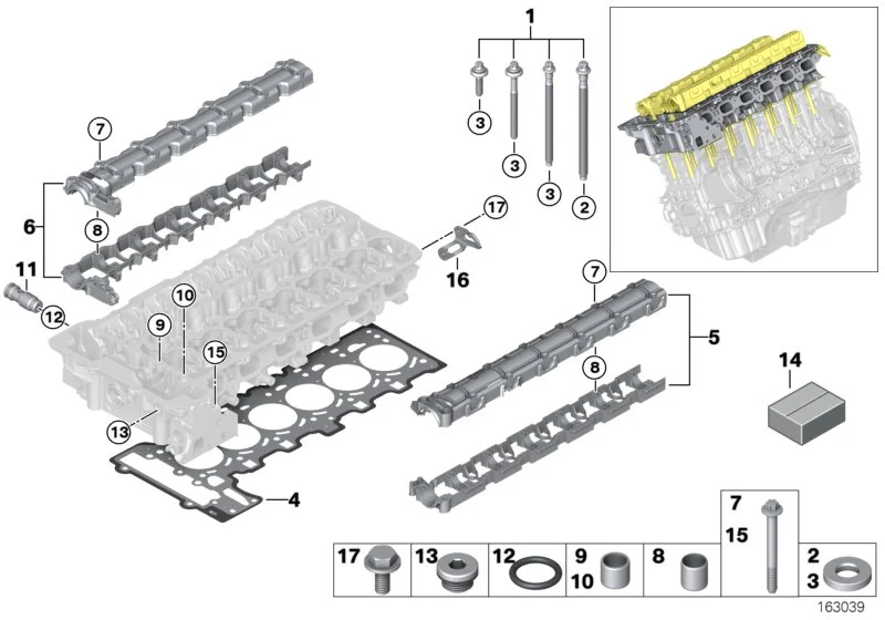 BMW Satz Schrauben f. Zylinderkopf E71 E82 E88 E89 E90 E91 E92 E93 F01 F02 11127574303