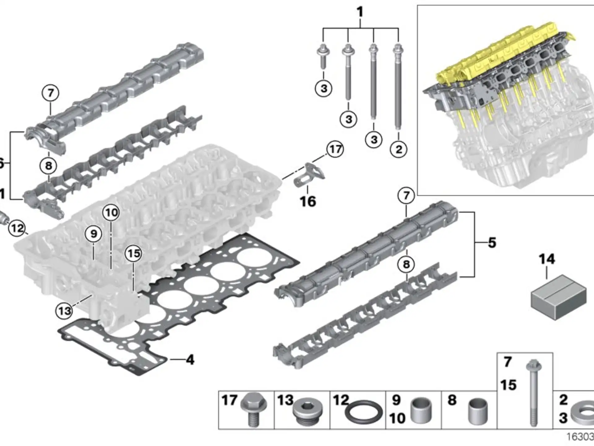 BMW Satz Schrauben f. Zylinderkopf E71 E82 E88 E89 E90 E91 E92 E93 F01 F02 11127574303