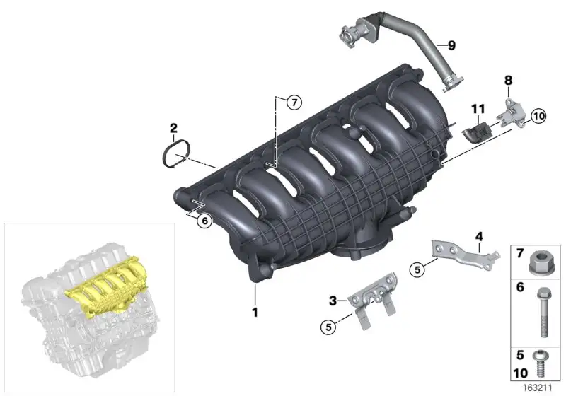 BMW Entlüftungsschlauch E82 E88 E89 E90 E91 E92 E93 11157553949 -
