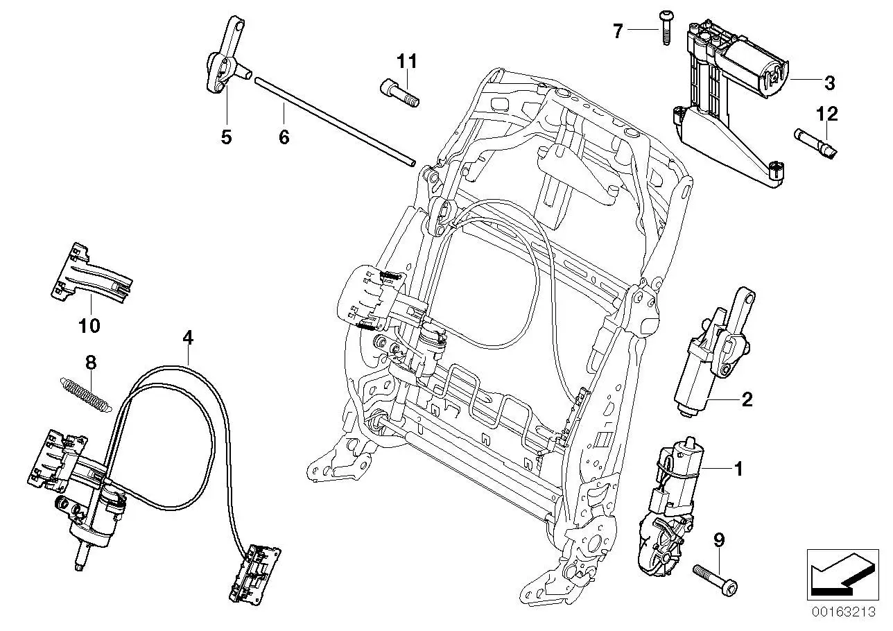 BMW Antrieb Lehnenbreitenverstellung E60 E61 E65 E66 E70 E71 E72