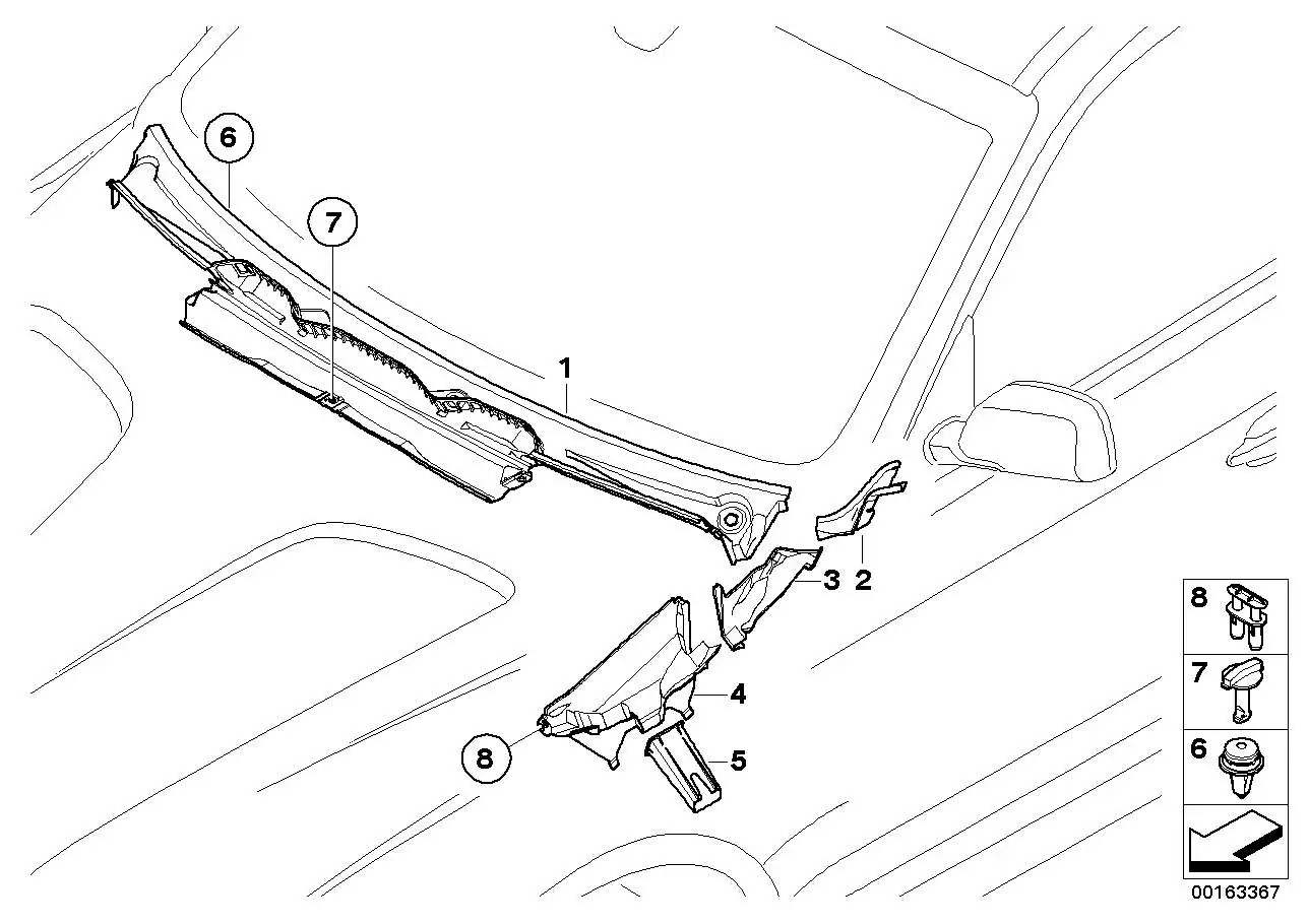 BMW Abdeckung Windlauf rechts E83 51713401654 - Bildposition 03