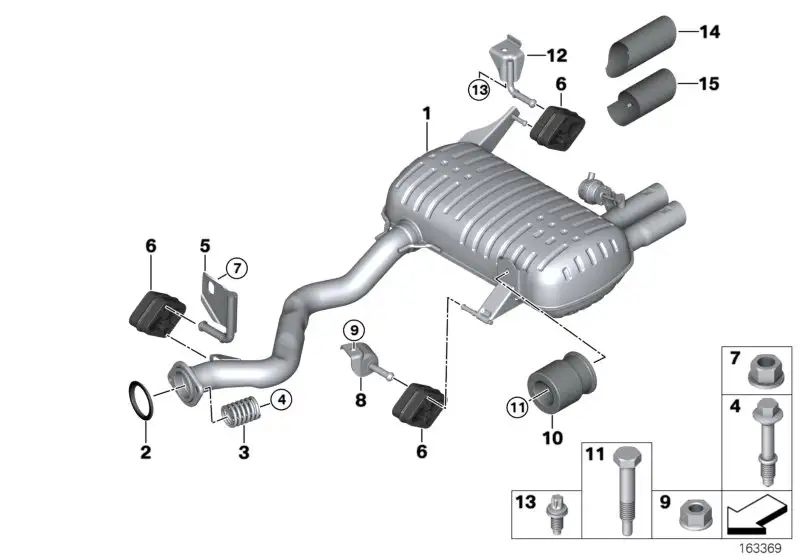 BMW Nachschalldämpfer E92 E93 18307573342 - Bildposition 01