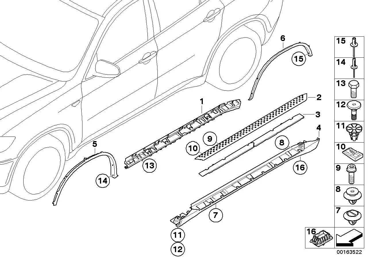 BMW Trittbrett links E71 E72 51777245741 - X6 E71