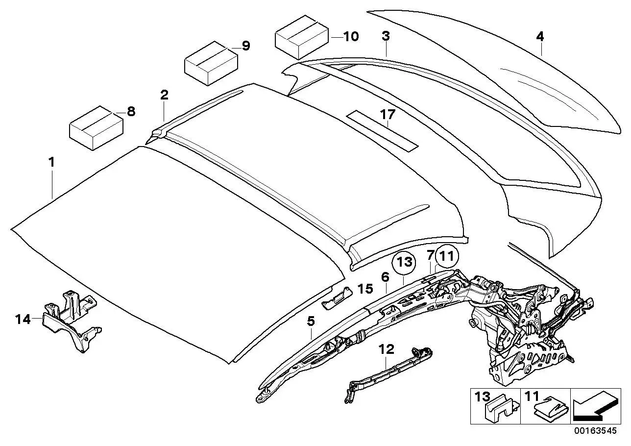BMW Verschluss Dachschale links E93 54377251765