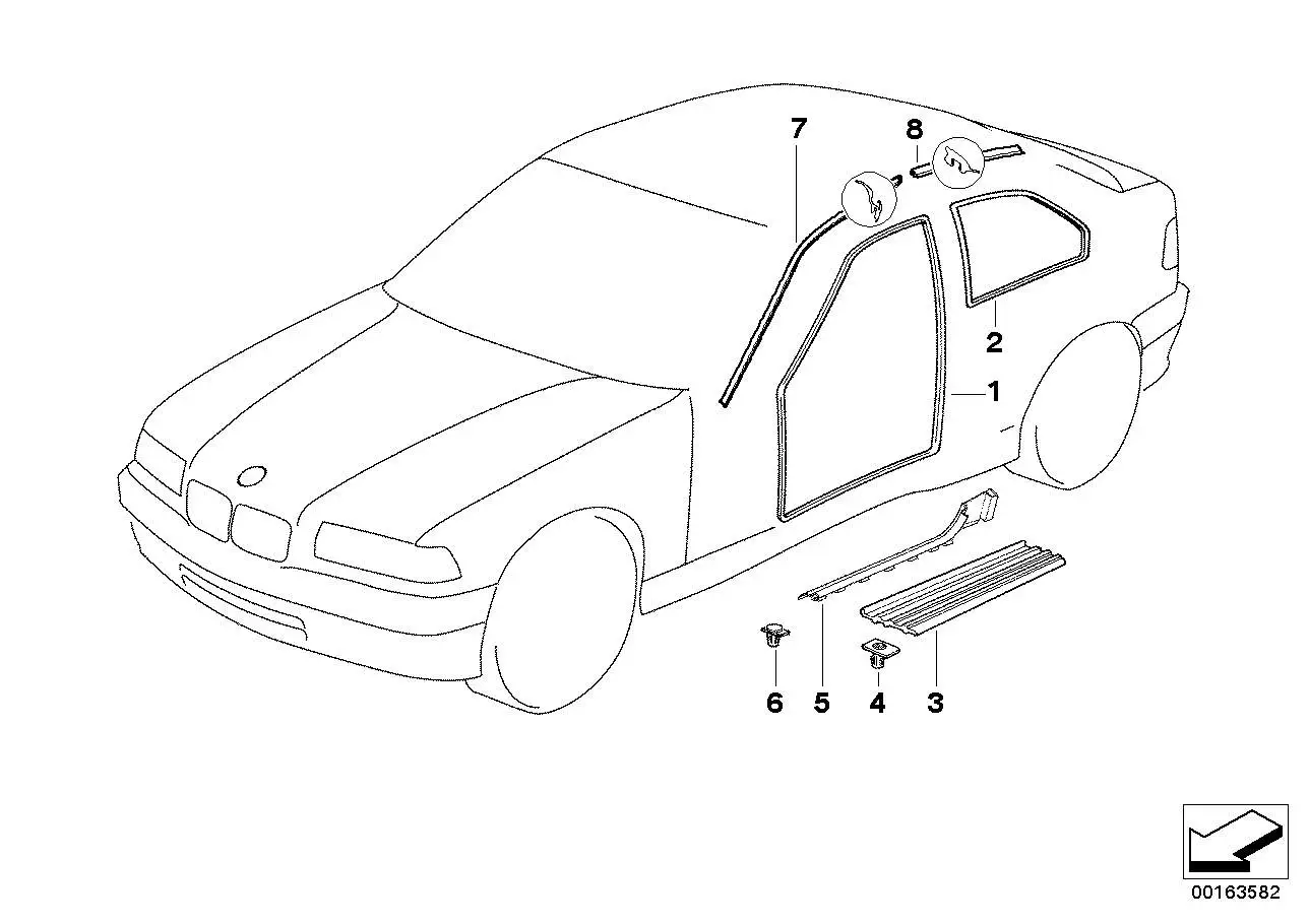 BMW Blende Einstieg vorn E36 51477892207 - Z3 E36