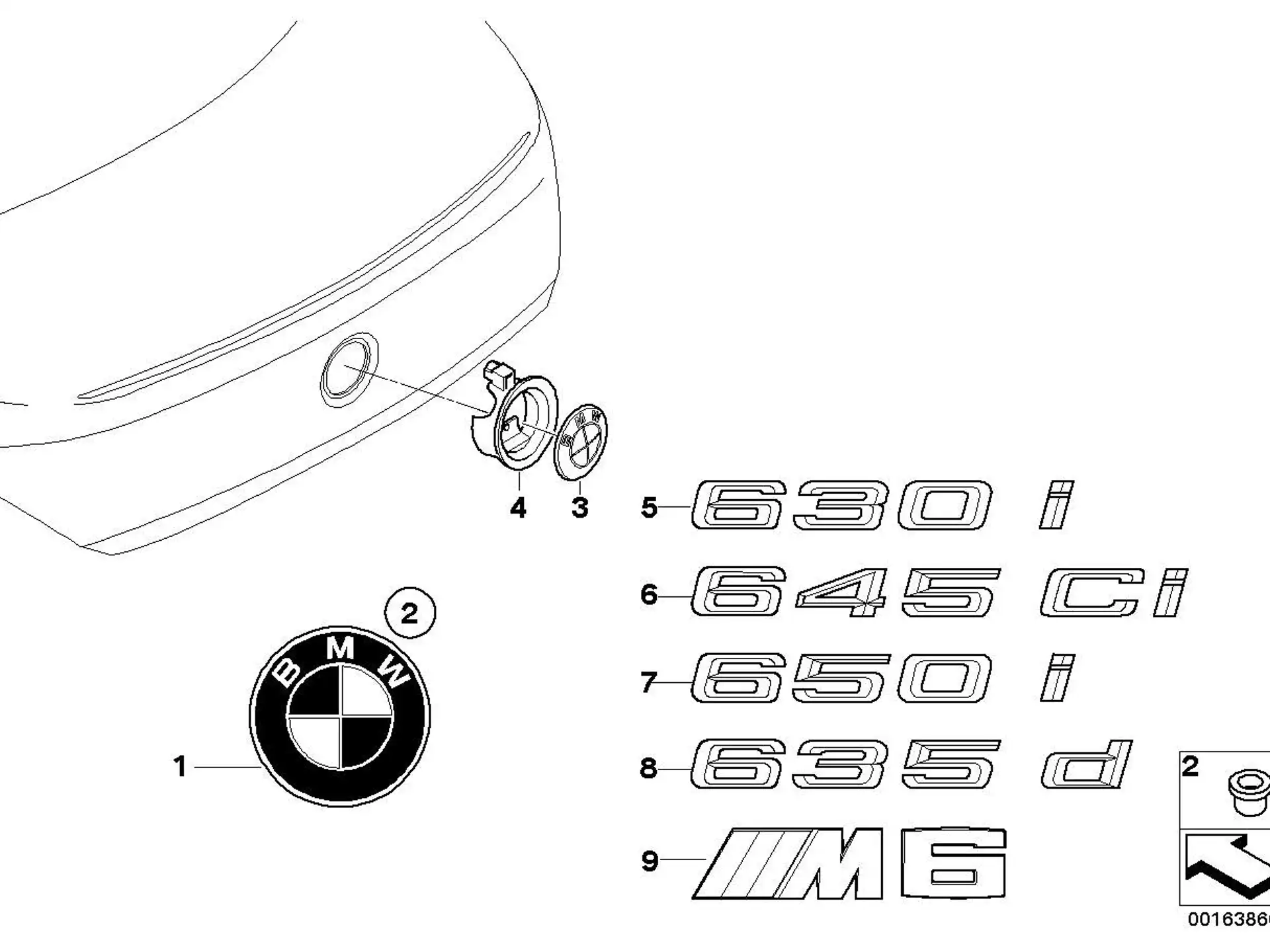 BMW Emblem geklebt E63 E64 51147898225