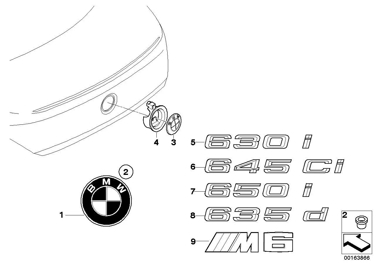 BMW Emblem geklebt E63 E64 51147898225