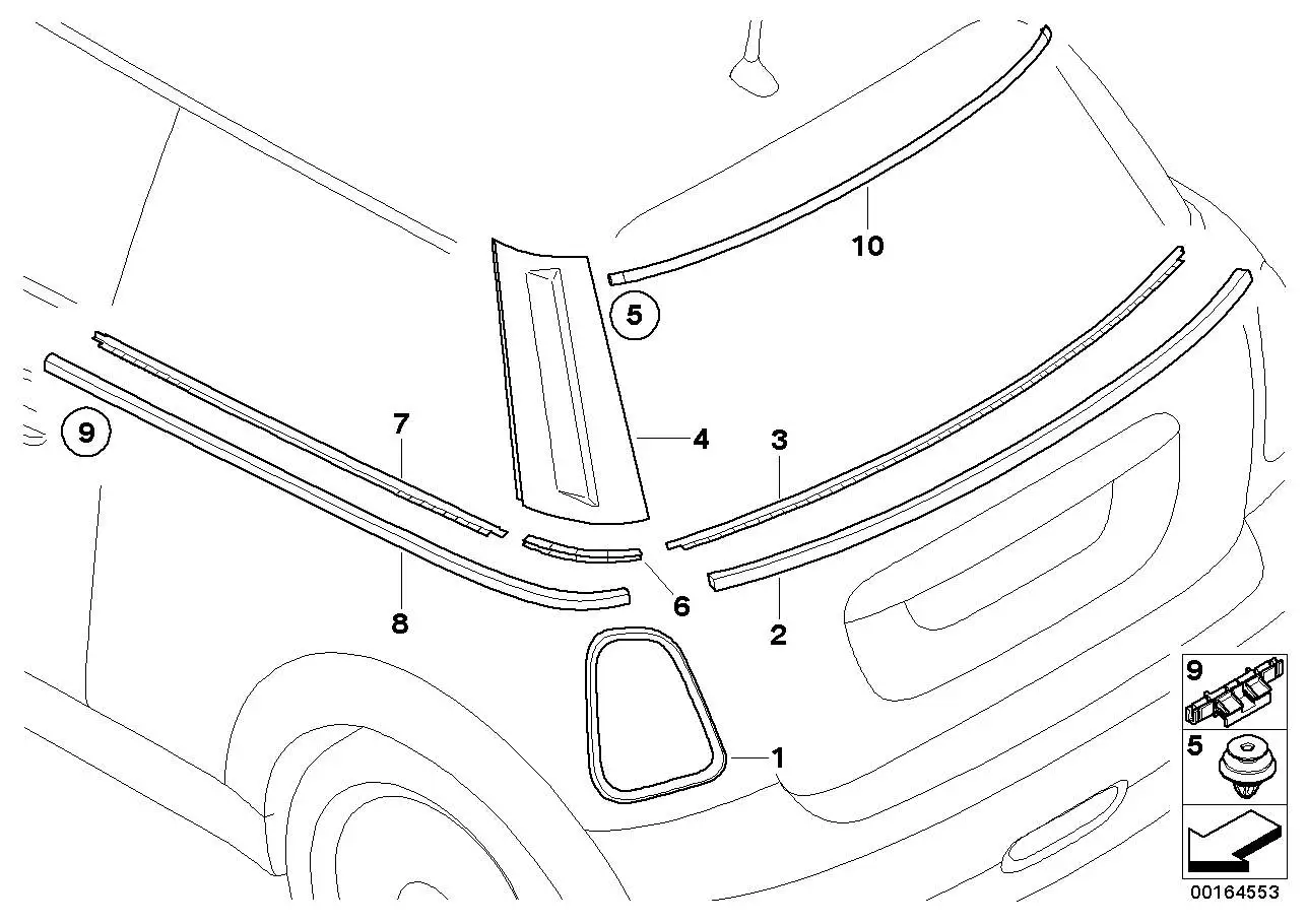 BMW Halter Blende C-Säule links R56 51372754775 - MINI R56, MINI
