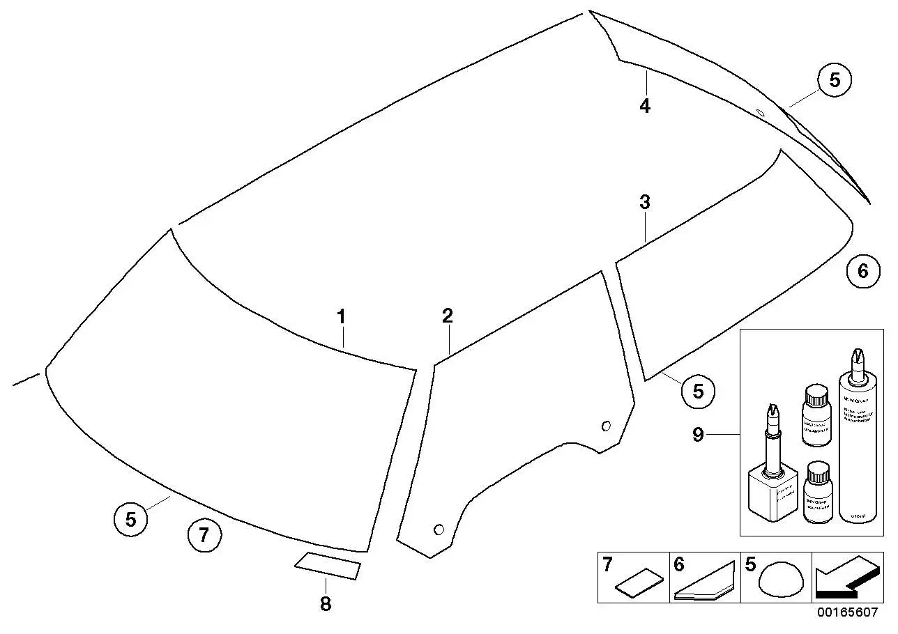 BMW Seitenscheibe grün Tür rechts R50 R52 R53 51337130910