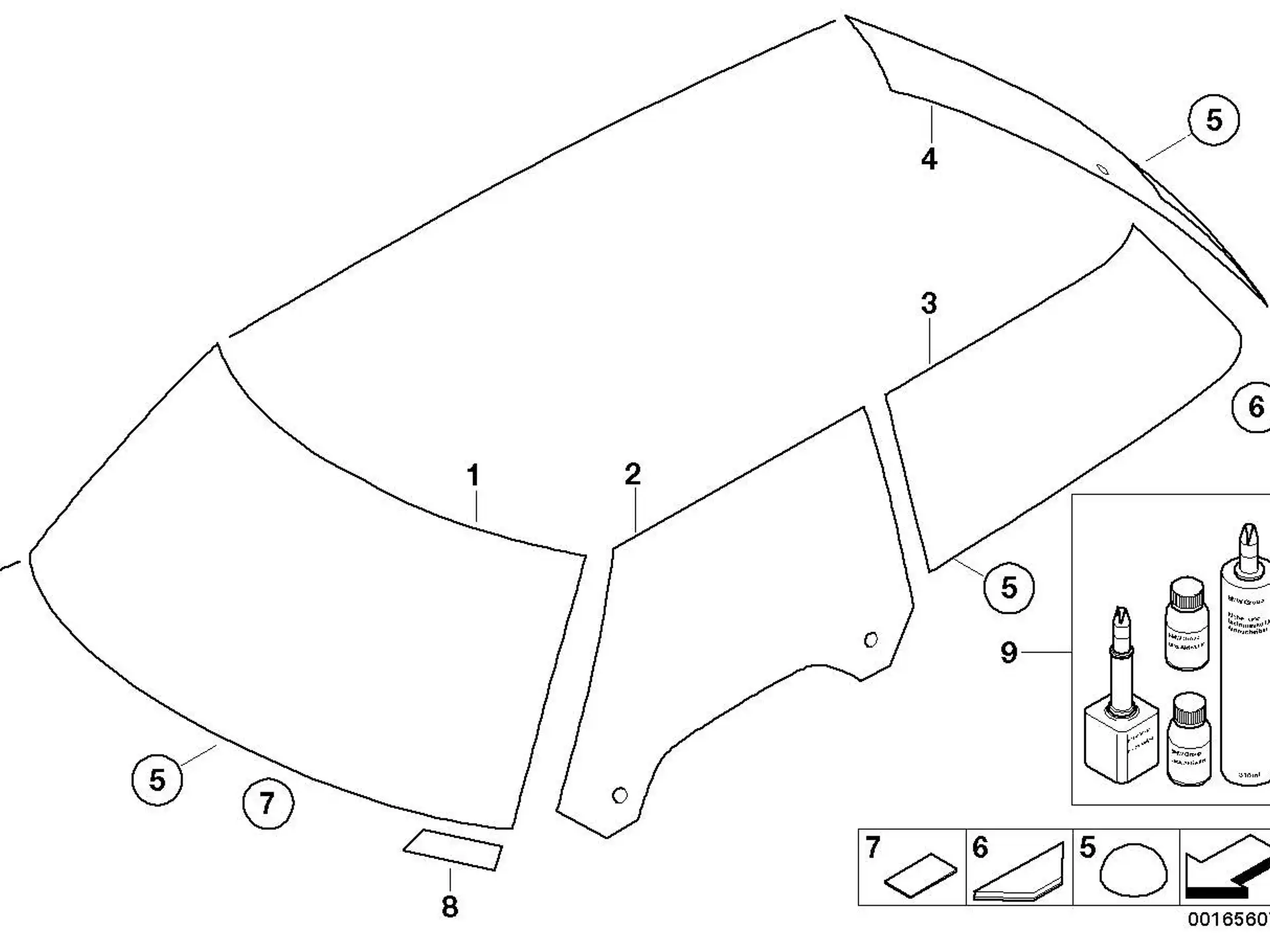 BMW Seitenscheibe grün Tür links R50 R52 R53 51337130909