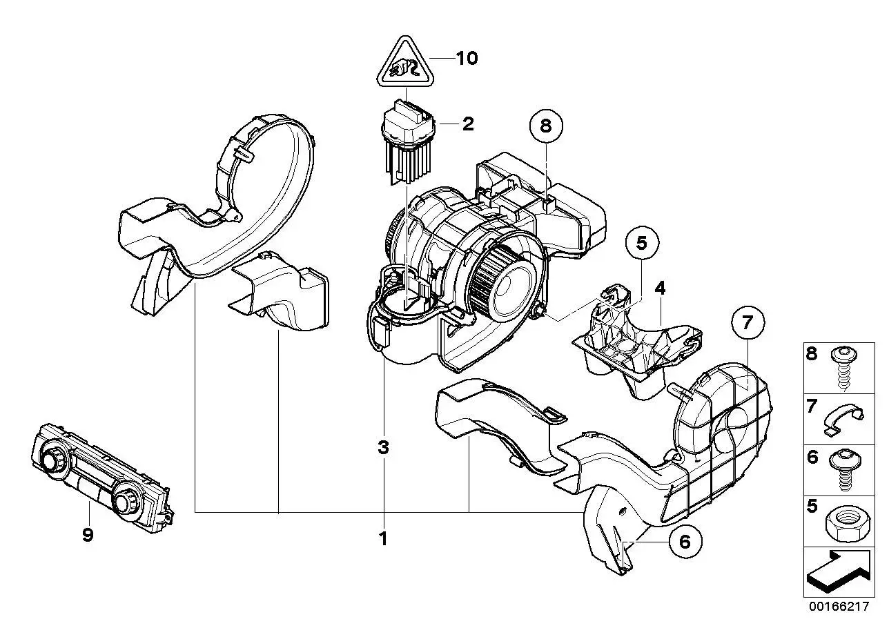 BMW Gebläsemotor mit Gehäuse E71 E72 64119139196 - Bildposition 0