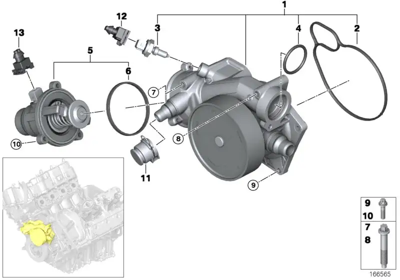BMW Kühlmittelpumpe mechanisch E70 E71 E72 F01 F02 F04 F07 F10 F1
