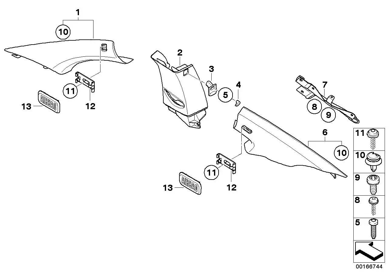 BMW Blende B-Säule rechts E82 51438046488 - Bildposition 02