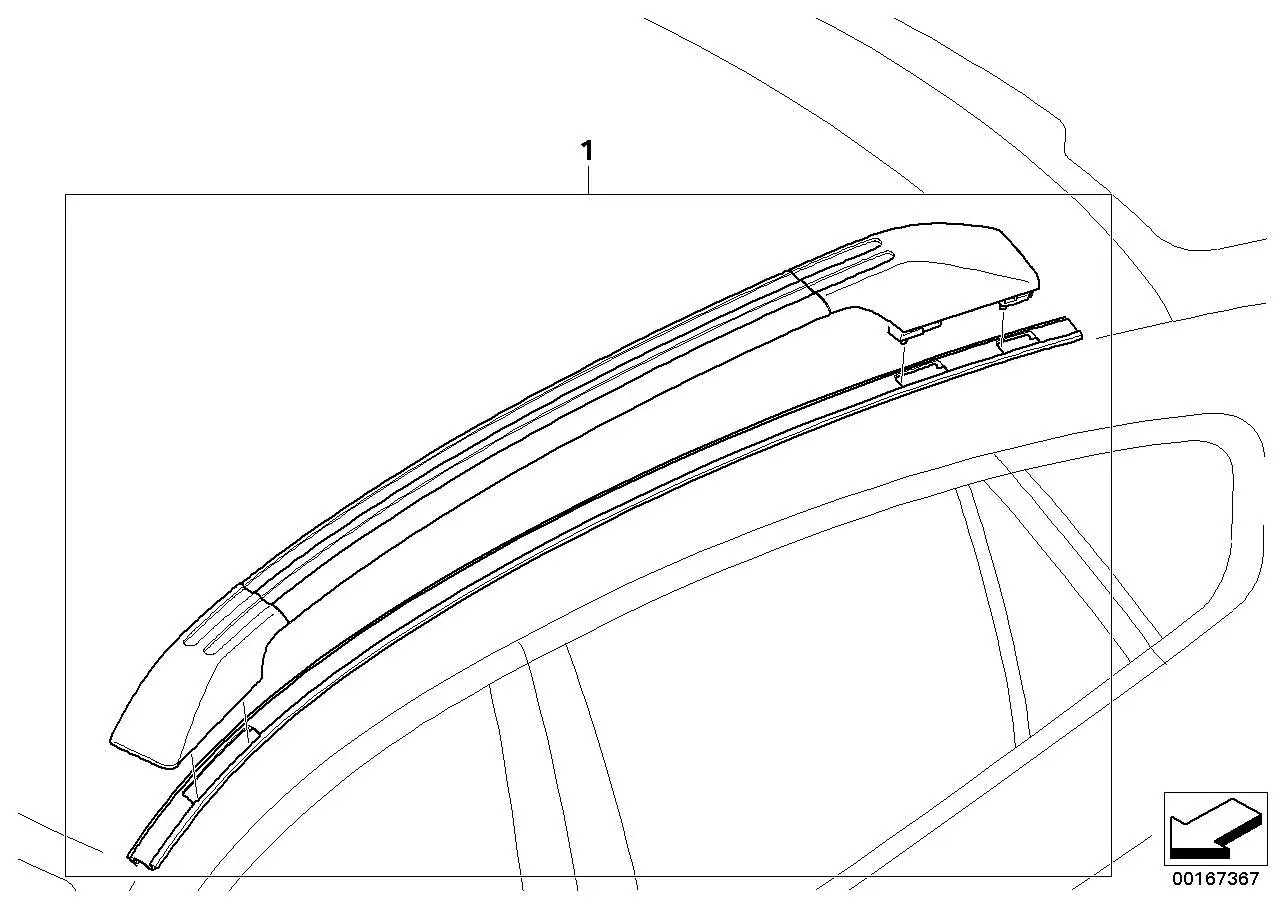 BMW Nachrüstsatz Dachreling silber E71 E72 51952165691 - X6 E71