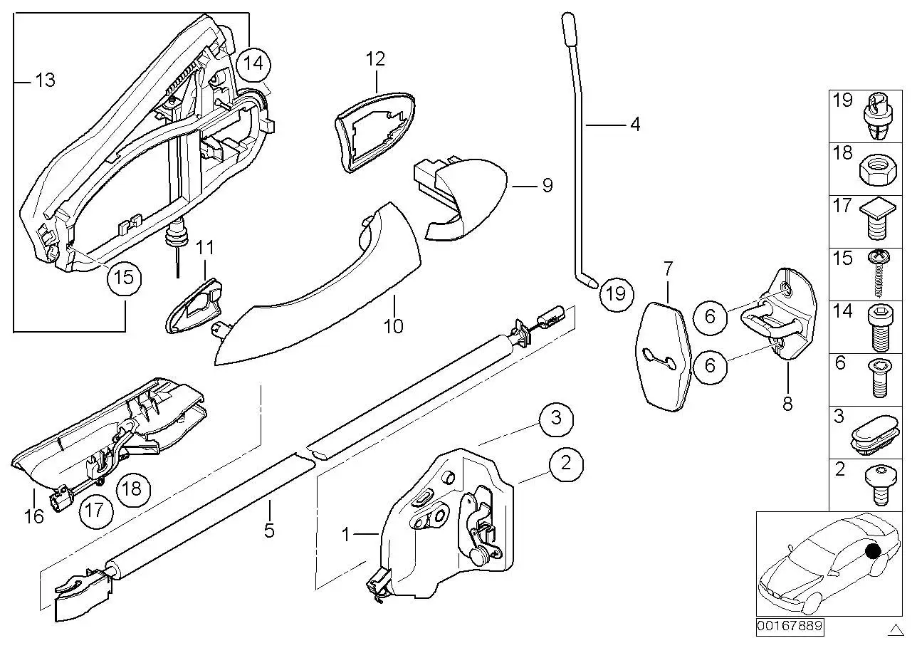BMW Träger Türaussengriff hinten rechts E53 51228243636 - Bildpos