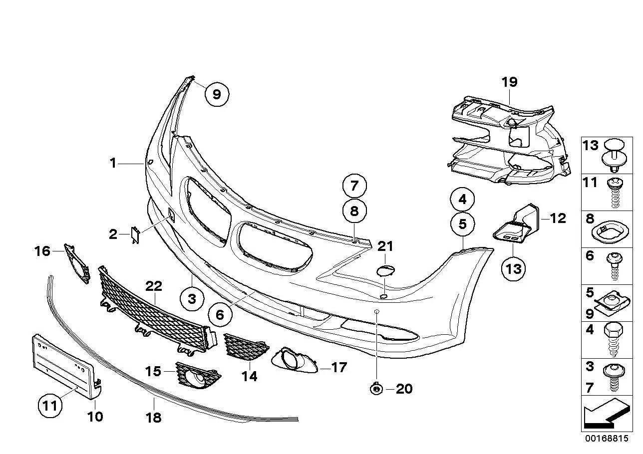 BMW Gitter Mitte E63 E64 51117184690 - Bildposition 22