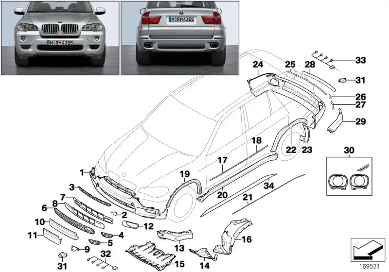 BMW Adapterteil mit Staulippe vorn rechts E70 E71 51758037160 - B