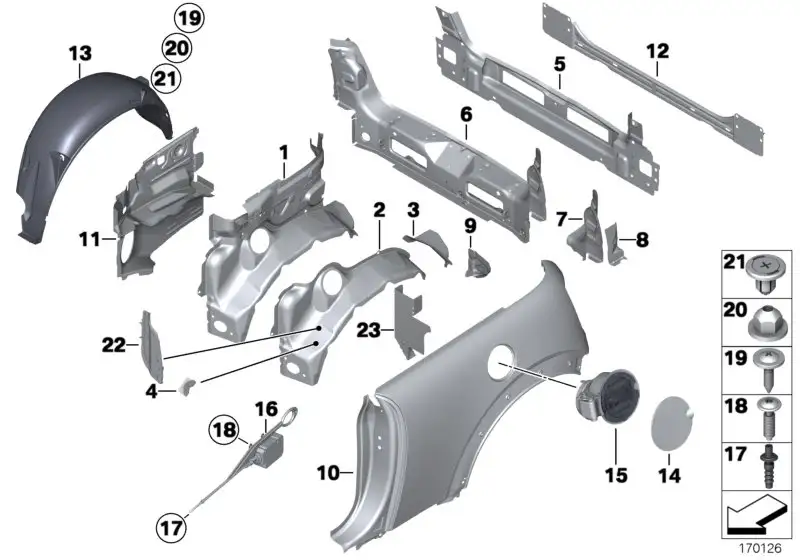 BMW Abdeckung Radhaus hinten links R50 R52 R53 51711486200 - MINI