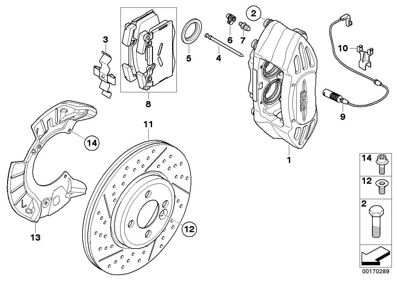 BMW Bremssattelgehäuse links R55 R56 R57 R58 R59 34106856651 - MI