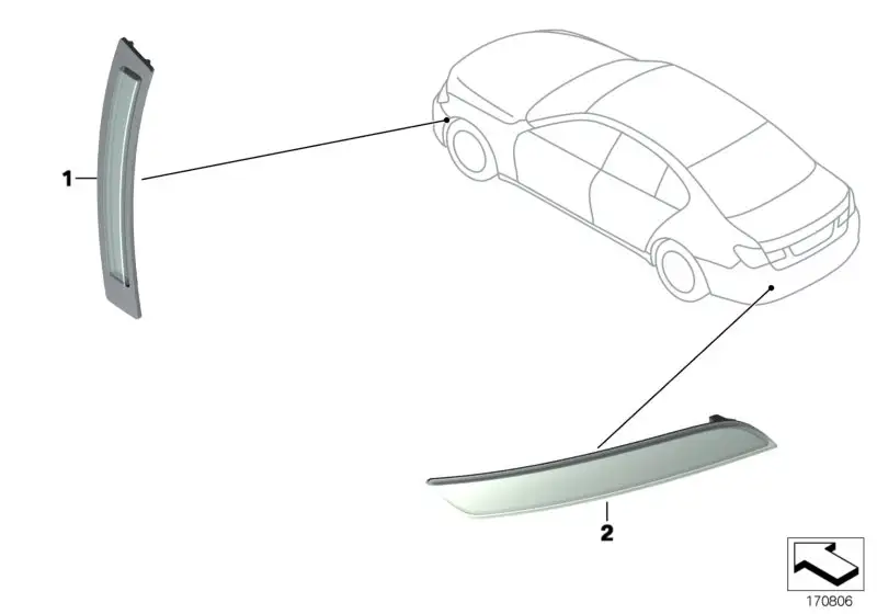 BMW Rückstrahler hinten rechts F01 F02 F04 63147182192 - Bildposi